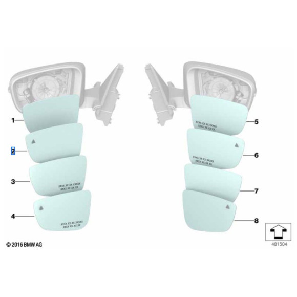 Wkład lusterka zewnętrznego lewy BMW F90 G11 G12 G14 G15 G16 G30 G31 G32  - 51168739631