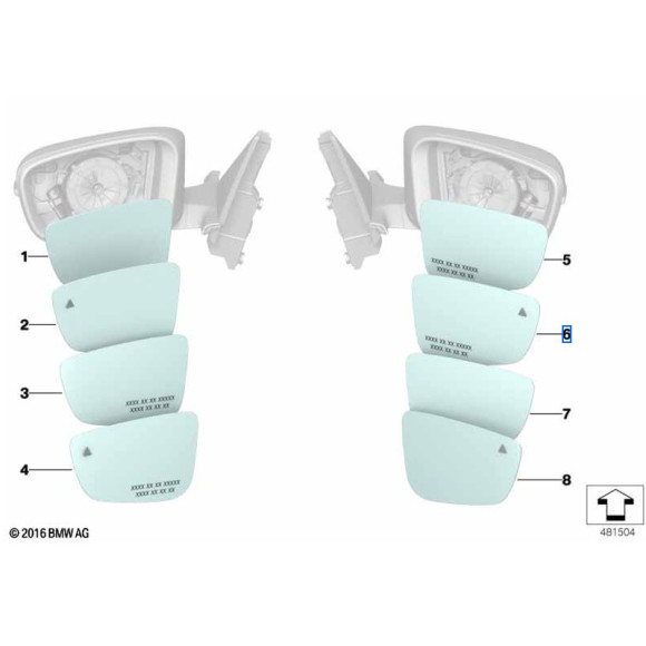 Wkład lusterka prawy BMW F90 M5 F91 M8 G11 G12 G14 G15 G30 G31 G32 - 51168739632