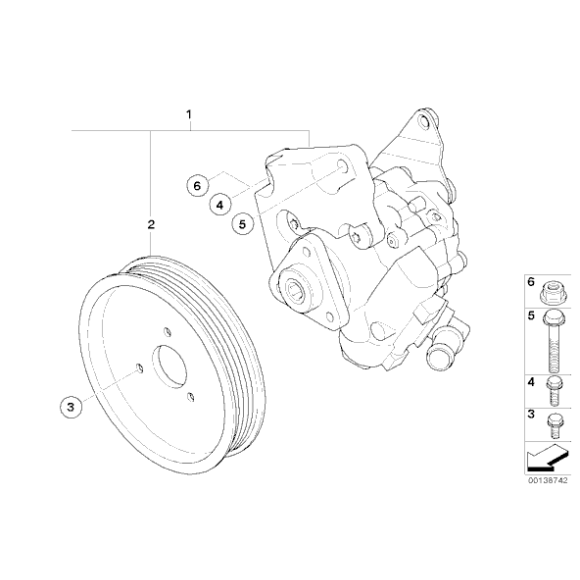 Koło pasowe pompy wspomagania BMW E53 X5 E60 E61 E63 E64 E65 735 740 745 750 645 650 540 545 550 - 32427508865