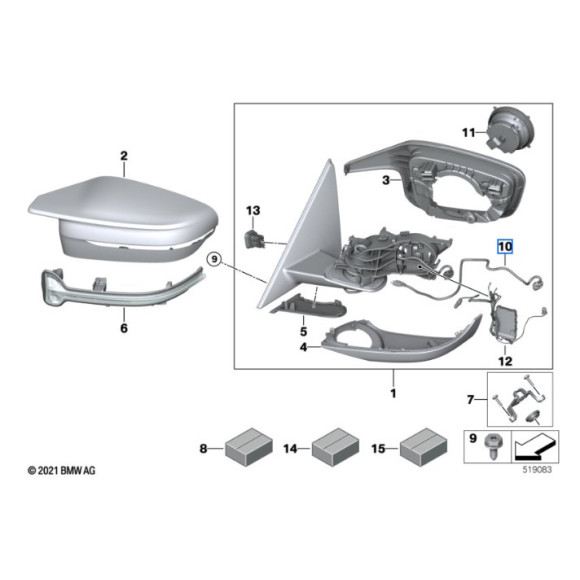 Wiązka lusterka zewnętrznego BMW G42 G20 G21 G28 G22 G28 - 51167498233