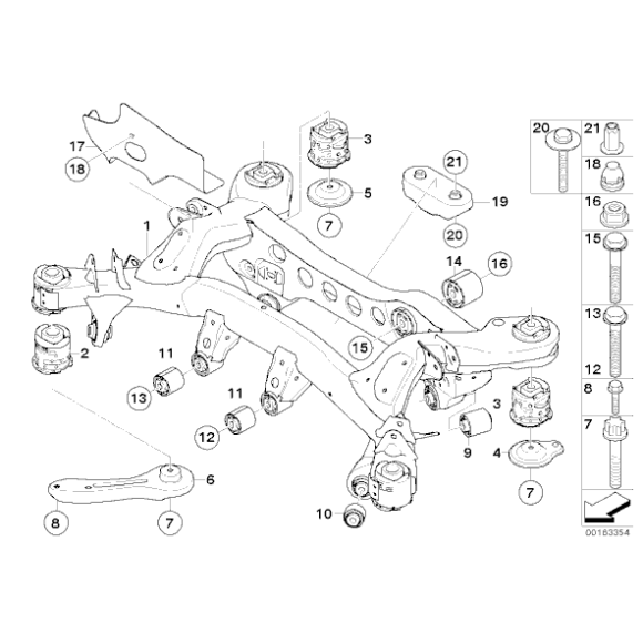 Śruba z podkładką BMW E46 E52 E60 E61 E63 E64 E65 E66 E81 E90 F20 F25 F30 F36 G01 G20 R50 R53 - 33176760343