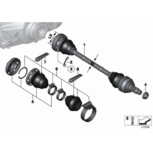 Podkładka półosi BMW E21 E30 E32 E34 E36 E38 E46 E53 X5 E60 E61 E63 E64 E65 E70 E71 X6 E81 E83 X3 E84 X1 E90 E91 F15 F16 - 33207