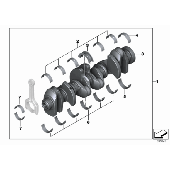 11217580483 Wał korbowy BMW E70 E71 E84 E90 F01 F10 F11 F12 F13 F25 F15 F30 F31 335 435 640 535 135 740 - 11217580483 - Części oryginalne BMW Łódź | Sklep internetowy BMW