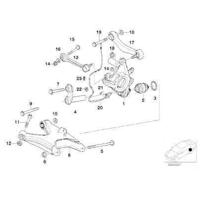 Wahacz tył prawy górny BMW E38 725tds 728i 730i 730d 735i 740i 740d 750i - 33326770060