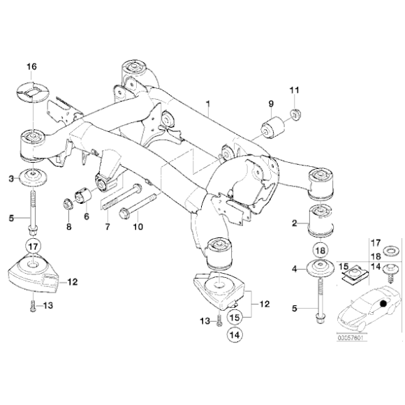 Tuleje belki tył BMW E39 sedan 520 523 525 528 530 540 - 33311091422