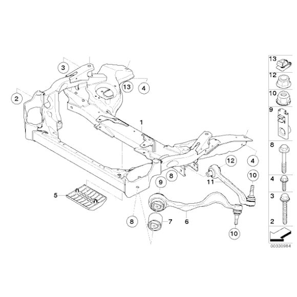 Wahacz przód prawy BMW E90 E91 E87 E81 X1 1,6 1,8 2,0 2,5 3,0 3,5 - 31126770850