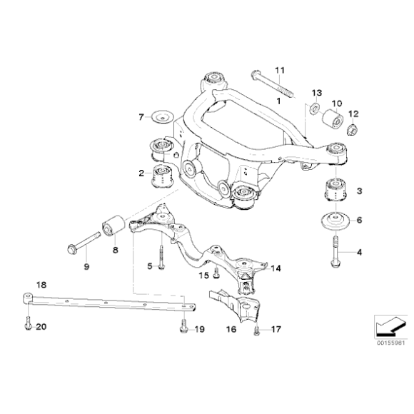 Tuleje belki wózka BMW E46 X3 316 318 320 323 325 330 - 33316770784