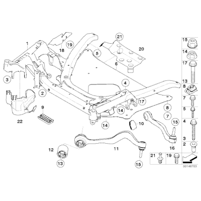 Wahacz przód prawy BMW E60 E61 520 530 525 545 540 550 523 - 31126760182