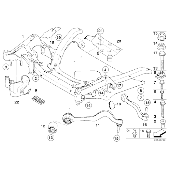 Wahacz przód dolny lewy BMW E60 E61 520 530 525 545 540 550 523 - 31126760181