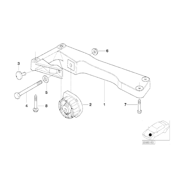 Poduszka skrzyni biegów tył BMW F10 F11 F20 F21 F30 F31 F22 F32 F34 F36 - 22316861324