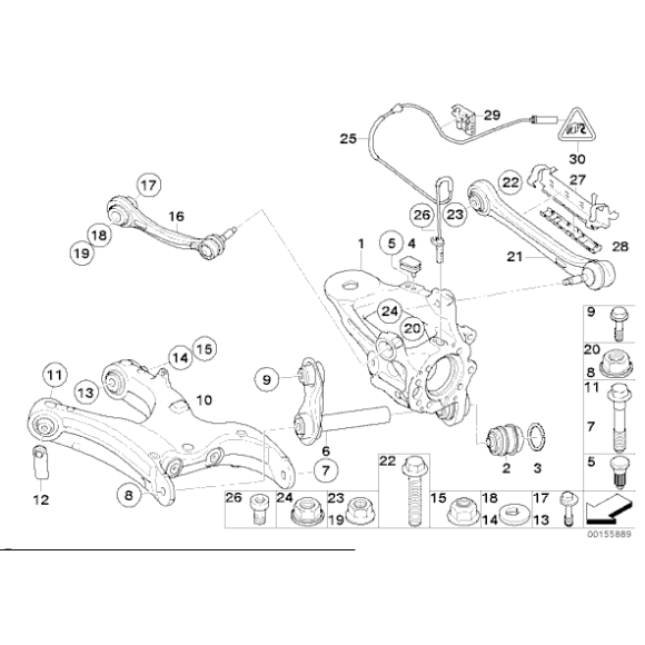 Śruba z podkładką BMW E38 E39 E53 E60 E61 E63 E64 E65 E70 E71 F15 F16 F85 - 33326763463
