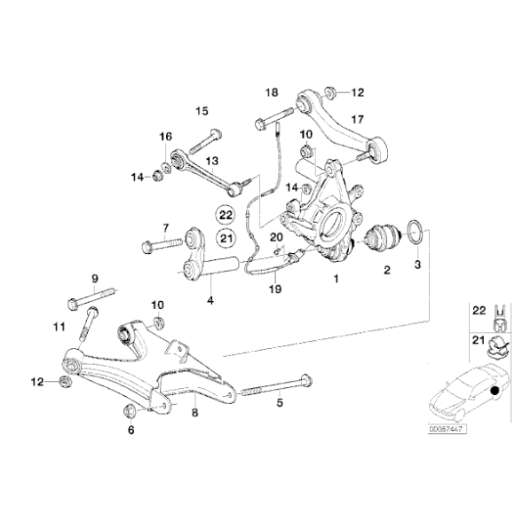 33326770060 Wahacz tył prawy górny BMW E38 725tds 728i 730i 730d 735i 740i 740d 750i - 33326770060 - Części oryginalne BMW Łódź | Sklep internetowy BMW