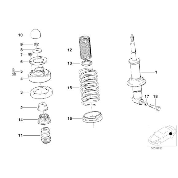 Podkładka sprężyny dolna tył BMW E24 E32 E38 635CSi 730i 735i 740i 750i 740d 725tds 728i 730d - 33521131523
