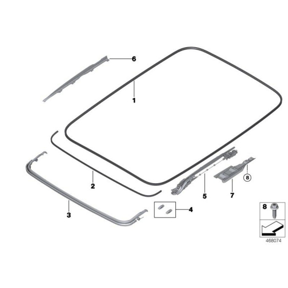 Uszczelka szyberdachu BMW E53 X5 E61 E70 E83 X3 E84 X1 E91 F07 F11 F15 F25 F31 F34 F85 G12 G21 G31 G32  - 54107430946
