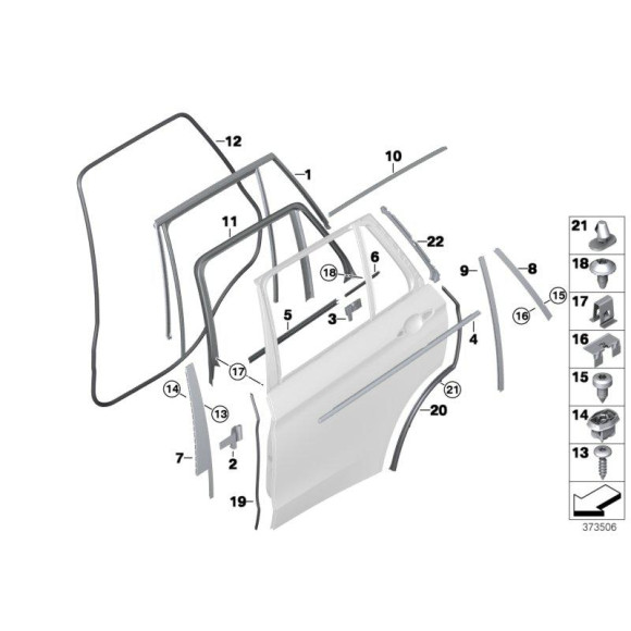 Uszczelka słupka B drzwi dolna lewa BMW F15 F85 M X5 - 51767318509