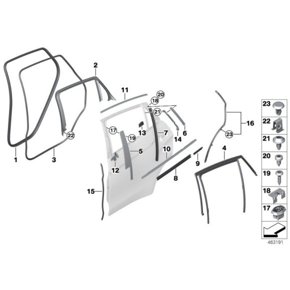 Uszczelka słupka B dól lewa BMW X6 M F16 F86 28iX 35i 35iX 50iX - 51767324751