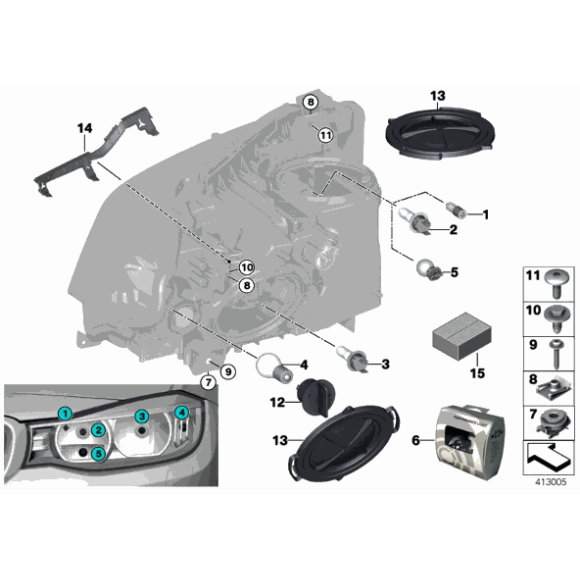 63117400479 Uszczelka reflektora przód lewa BMW F30 F31 316 318 320 328 330 325 335 - 63117400479 - Części oryginalne BMW Łódź | Sklep internetowy BMW
