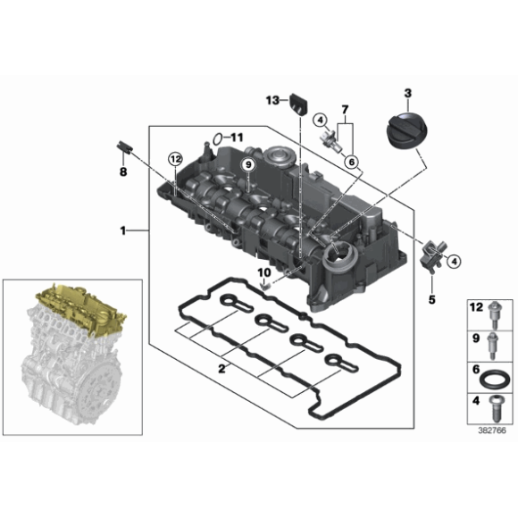 Uszczelka pokrywy zaworów BMW F10N F11N F15 F20 F30 F36 F45 MINI G01 G30 520d 525d 518d 118d 120d 125d 318d 320d - 11128583293