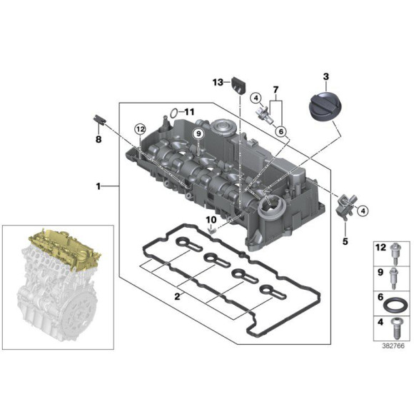 Uszczelka pokrywy zaworów BMW F10N F11N F15 F20 F30 F36 F45 MINI G01 G30 520d 525d 518d 118d 120d 125d 318d 320d - 11128583293