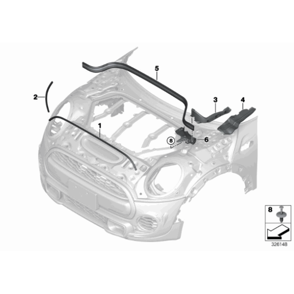 Uszczelka pokrywy silnika przód przednia MINI F55 F56 F57 Cooper One - 51767300559
