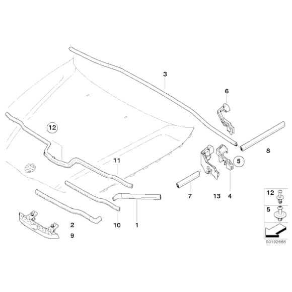 Uszczelka pokrywy silnika maski przednia BMW E90 E91 E92 E93 316 318 320 323 328 325 330 335 M3 - 51767143757