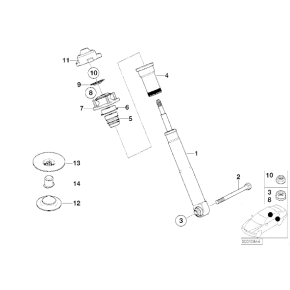 Osłona kolumny amortyzatora tył BMW E39 Touring E53 X5 3,0d 3,0i - 33531093787