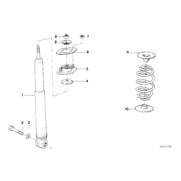 Podkładka sprężyny tył górna BMW E30 E36 Compact 316 318 323 320 324 325 M3 318ti 323ti - 33531128610