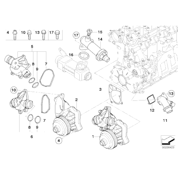 AT-Pompa wody BMW E46 330d 525d E39 E38 X5 M57 530d 730d - 11517786192