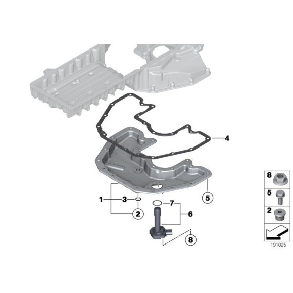 Uszczelka miski olejowej dolna BMW E60 E61 E63 E64 E65 E66 645Ci 650i 735i 740i 745i 750i 760i 540i 550i 545i - 11137506774