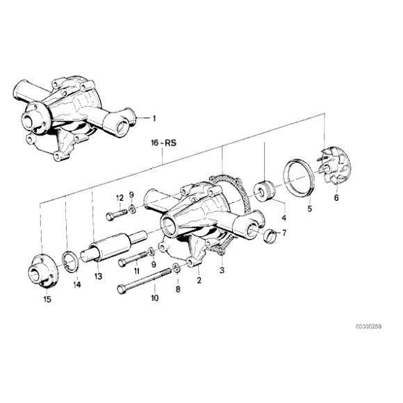 AT-Pompa wody BMW E28 E21 E12 315 316 318 320 518 520 4-cyl M10 - 11519070752