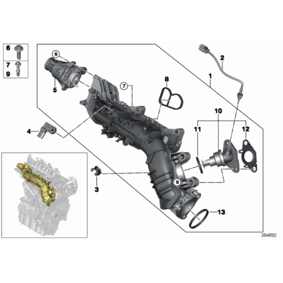 Uszczelka metalowa zaworu EGR BMW F20 F21 F22 F23 F30 F31 F32 F33 F34 F40 F01 F02 F12 MINI - 11618571005