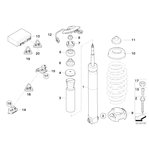 Podkładka sprężyny tył górna BMW E81 E87 F20 F21 F22 E90 E91 F30 F31 F34 F36 F80 F87 - 33536764419