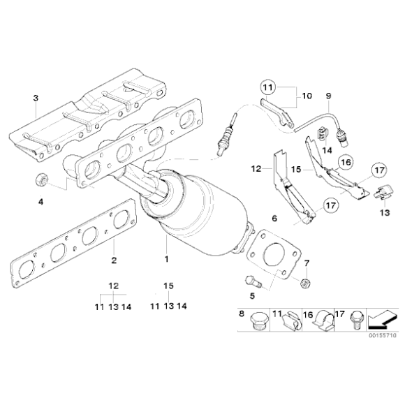 18307540797 Uszczelka kol. wydechowego BMW E60N E81 E84 X1 E87 E90 E91 318i 320i 116i 118i 120i 520i N45N N46N - 18307540797 - Części oryginalne BMW Łódź | Sklep internetowy BMW