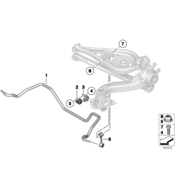 Guma stabilizatora tył BMW E46 E85 Z4 Z3 19mm 316 318 320 323 325 328 330 - 33551094551