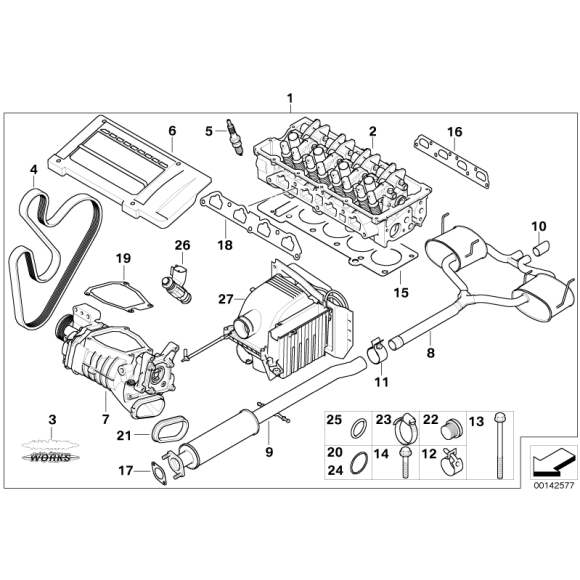 Uszczelka John Cooper Works MINI R52 R53 Cooper S W11 - 11610020836