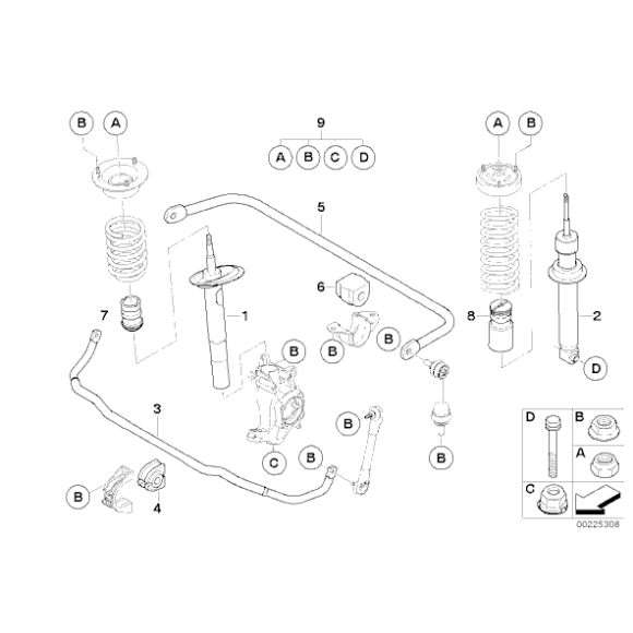 Guma stabilizatora tył BMW 14.5mm E60 E63 E64 525d 530d 535d 540i 550i 645Ci 650i 630i 635d - 33556761003