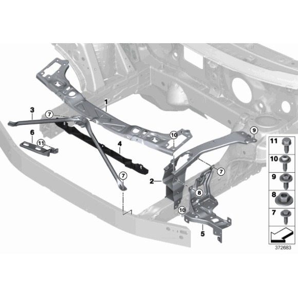 Uszczelka chłodnicy górna BMW F39 F45 F46 F48 MINI F54 F55 F56 F57 F60 - 51647347596