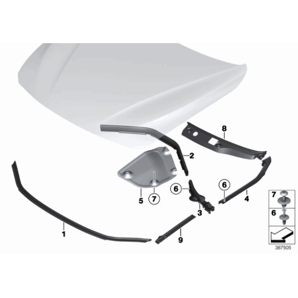 Uszczelka błotnika przód prawy BMW F34 GT 318 320 325 328 330 335 - 51767377914