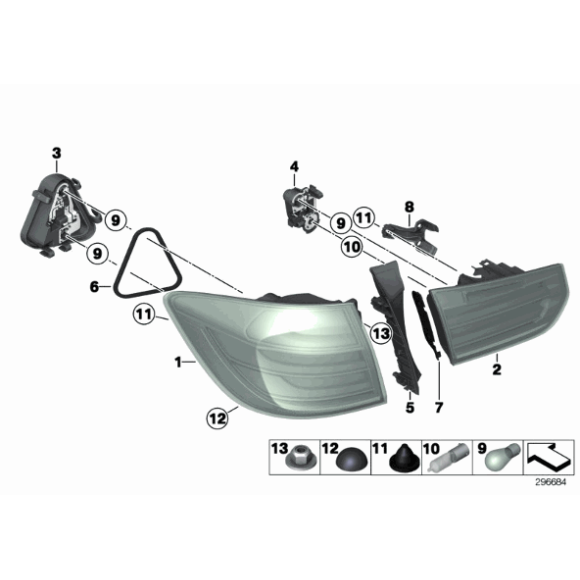 Uchwyt żarówki lampy tył zewnętrzny BMW F31 316 318 320 325 328 330 335 - 63217313048