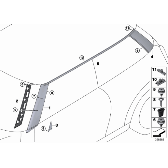 51137332256 Uchwyt zaczep listwy ozdobnej dachu tylny MINI F56 - 51137332256 - Części oryginalne BMW Łódź | Sklep internetowy BMW