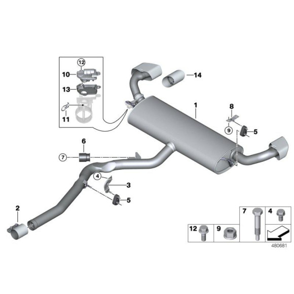 Uchwyt wydechu BMW F15 F16 F20 F21 F22 F23 F30 F31 F34 F36 F48 G11 G30 G31  - 18307620323