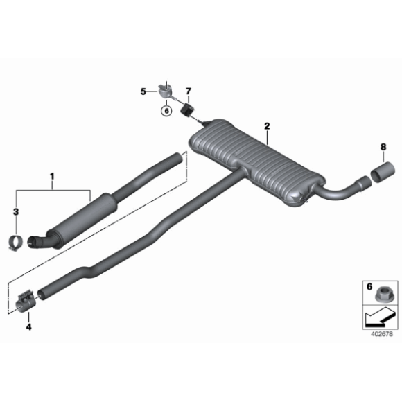 Uchwyt układu wydechowego BMW F39 X2 F45 F46 F48 MINI F54 F60 - 18308617370