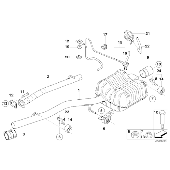 Uchwyt tłumika BMW E65 X5 E53 - 18201438435