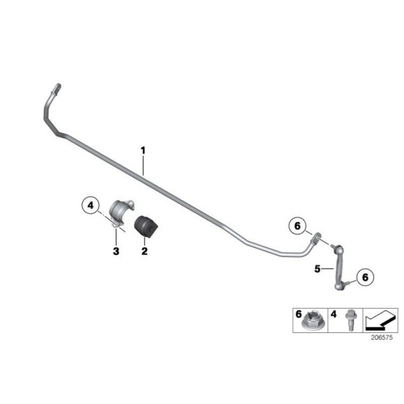 Guma stabilizatora tył BMW F20 F21 F22 F23 F30 F31 F32 F33 F36, dla Adaptacyjne podwozie M - 33356792196