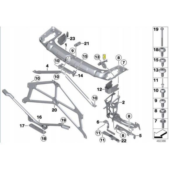 Uchwyt reflektora lewy BMW F30 F31 F32 F33 F36 316 318 320 328 330 335 340 - 51647285597