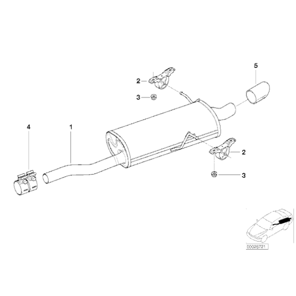 Tłumik tylny BMW E46 316i 318i M43 - 18121712927