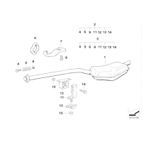 Tłumik tylny BMW E36 316i 318i M40 M43 - 18101737659