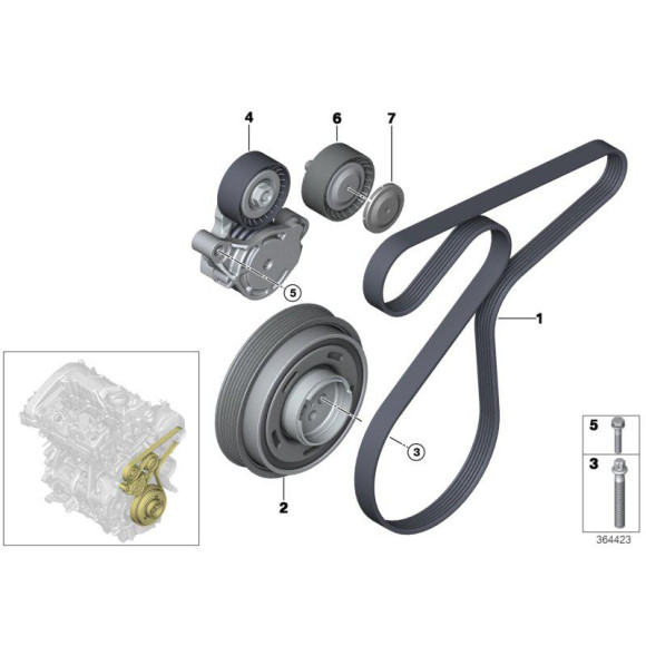 Tłumik drgań napędu pasowego BMW F39 F48 X1 25dX B47 - 11237620547