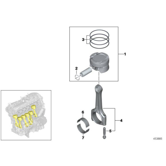 11258638448 Tłok BMW F20 F21 F22 F30 F31 F32 F33 F36 F48 MINI F54 F57 G01 F12 G30 G32 - 11258638448 - Części oryginalne BMW Łódź | Sklep internetowy BMW
