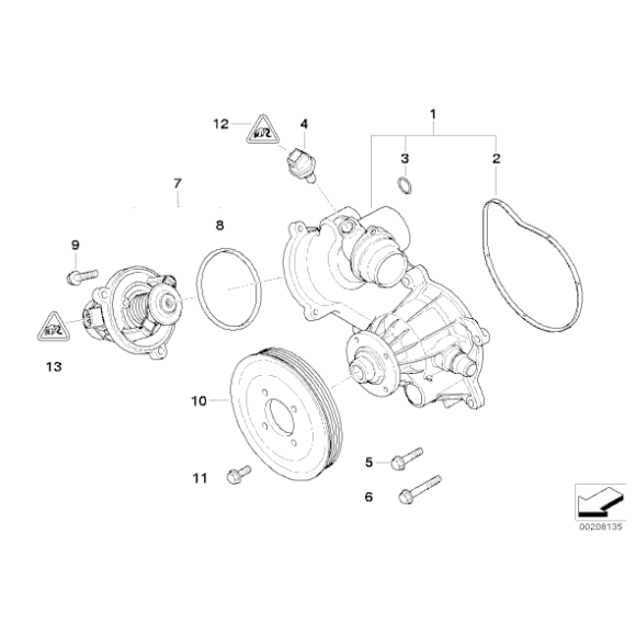 Koło pasowe pompy wody BMW X5 4,4 4,8 E60 540 545 550 E63 645 650 E65 735 745 750 - 11517504077